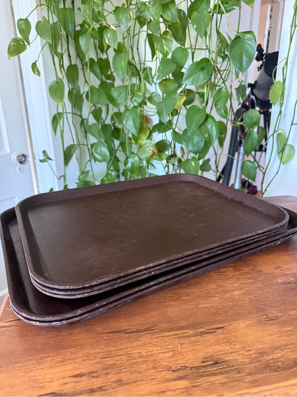 Brown Serving Trays - vintage kitchen cafeteria (5) BOLTABIL